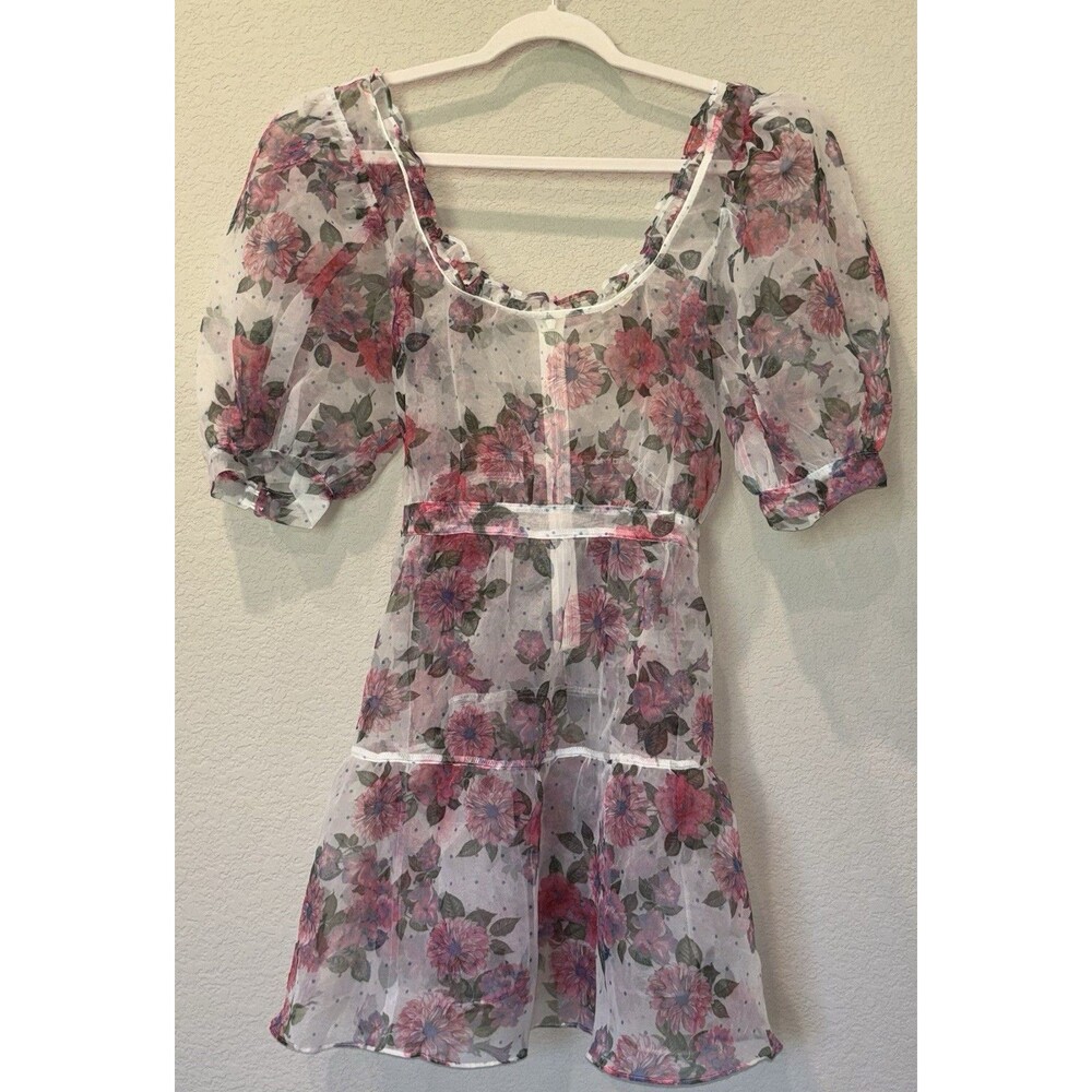 For Love & Lemons Sheer Floral Organza Dress Women’s S - No Liner Dress